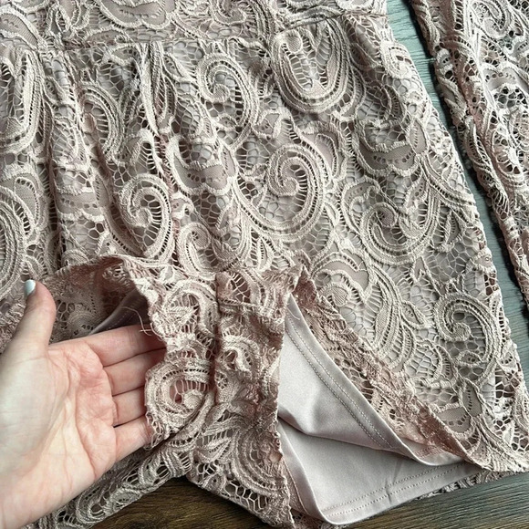 Charlotte Russe Lace Romper Pink | Charlotte Russe Romper | Long Sleeve Romper - Picture 5 of 8